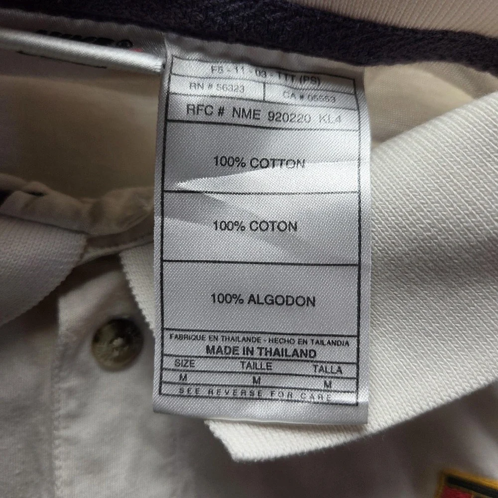 Vintage Nike Polo Shirt Mens M White Colorblock Graphic Cotton Knit Top